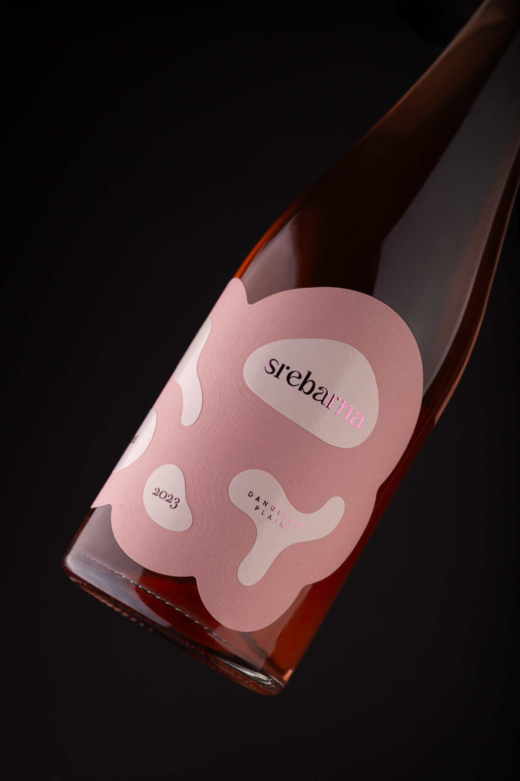 Srebarna Rosé wine label design — material and composition by Foxtrot Studio