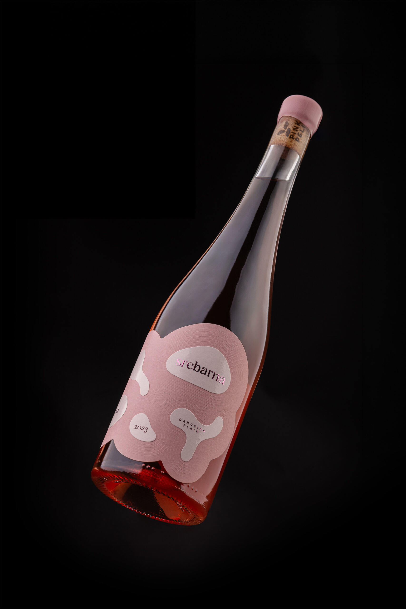 Srebarna Rosé wine label design — layered paper textures by Foxtrot Studio